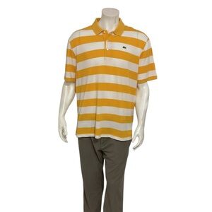 Lacoste Mens Yellow Striped Polo Shirt